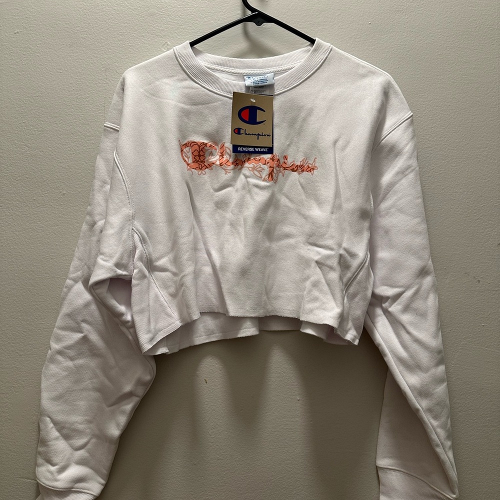 Champion White and Pink Graphic Sweatshirt